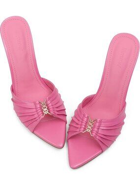 Women's Pink Faux Leather Pointed Toe Stylish Elegant Comfortable High Heel